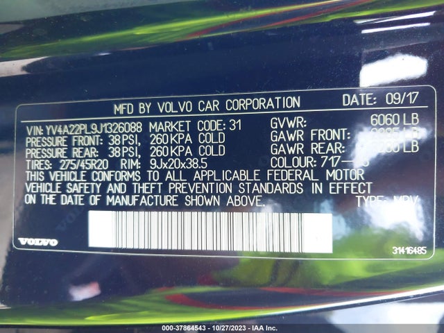 2018 VOLVO XC90 INSCRIPTION VIN: YV4A22PL9J1326088