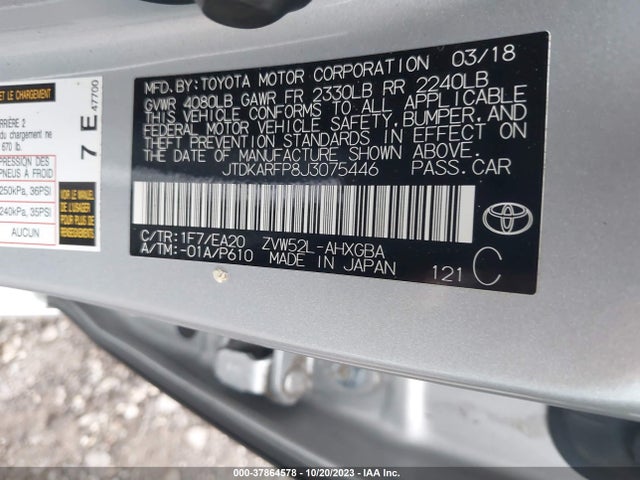 Toyota Prius Prime Plus/premium/advanced 2018 JTDKARFP8J3075446 Image 9