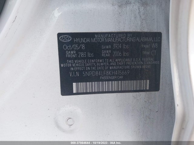 Hyundai Elantra Value Edition 2019 5NPD84LF8KH415669 Image 9
