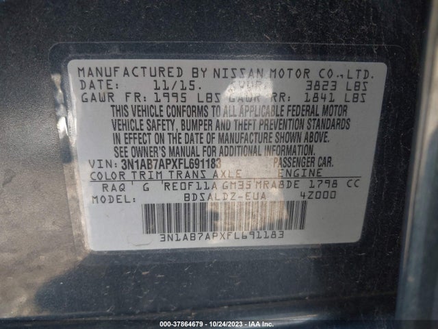 Nissan SENTRA SV 2015 3N1AB7APXFL691183 Image 9