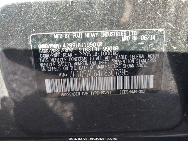 JF1GPAL64E8307895 Subaru Impreza 2.0i Sport Premium