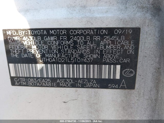 JTHGA1D21L5101437 Lexus Is Is 300 F Sport