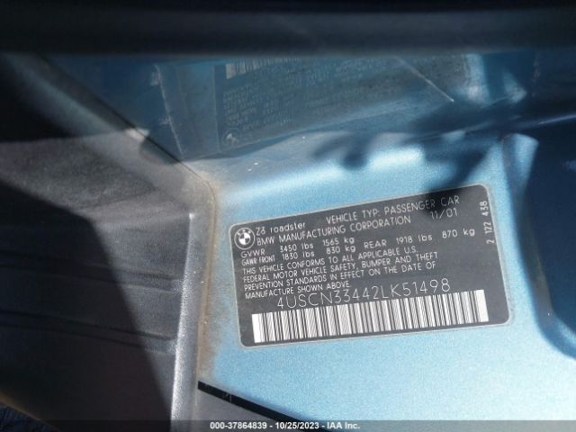 2002 BMW Z3 4USCN33442LK51498 Photo 8