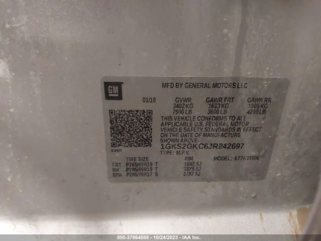 1GKS2GKC6JR242697 GMC Yukon Xl Slt