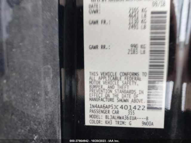 1N4AA6AP5JC401422 Nissan Maxima Platinum