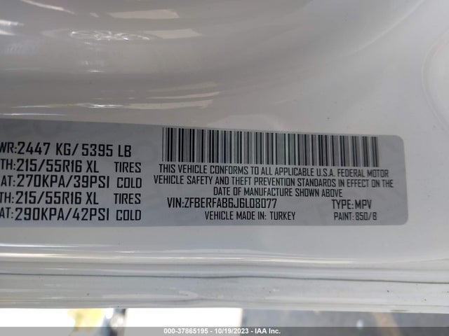 ZFBERFAB6J6L08077 RAM Promaster City Tradesman