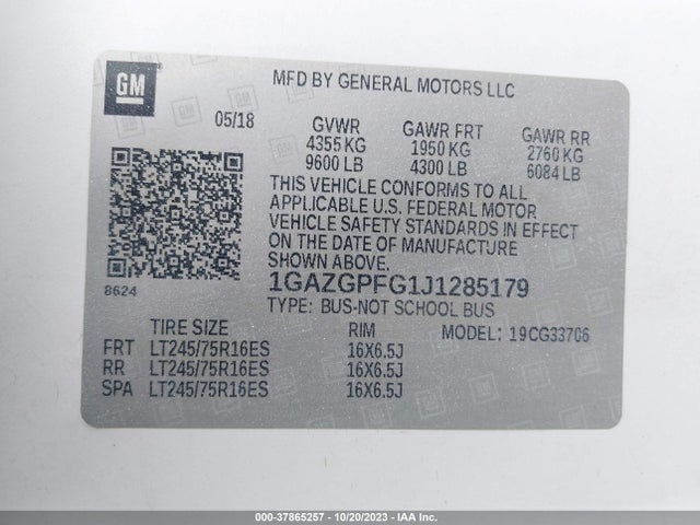 Chevrolet Express 3500 Lt 2018 1GAZGPFG1J1285179 Image 9