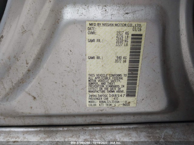 Nissan Altima 2.5 Sv 2016 1N4AL3AP3GC198547 Image 9