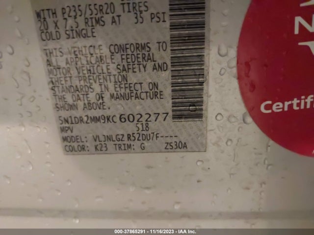 Nissan Pathfinder Sl 2019 5N1DR2MM9KC602277 Image 9