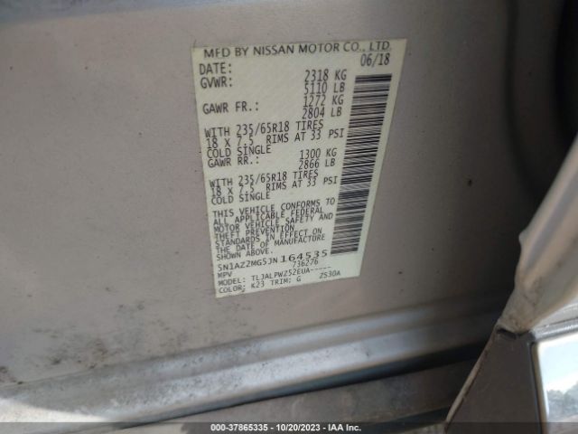 5N1AZ2MG5JN164535 Nissan MURANO S