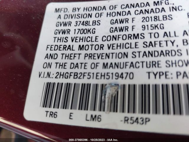 2HGFB2F51EH519470 Honda Civic Sedan Lx