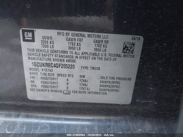 Chevrolet Silverado 1500 Lt 2016 1GCUKREC4GF205220 Image 9