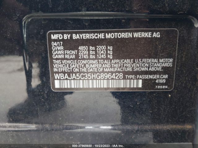 2017 BMW 530I WBAJA5C35HG896428 Photo 8