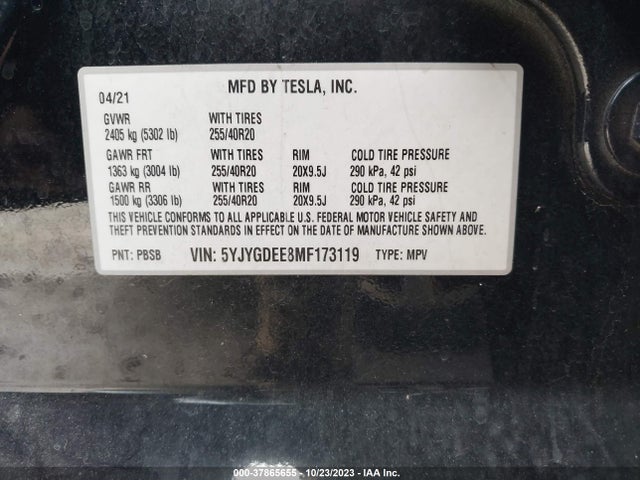 5YJYGDEE8MF173119 Tesla Model Y Long Range Dual Motor All-wheel Drive