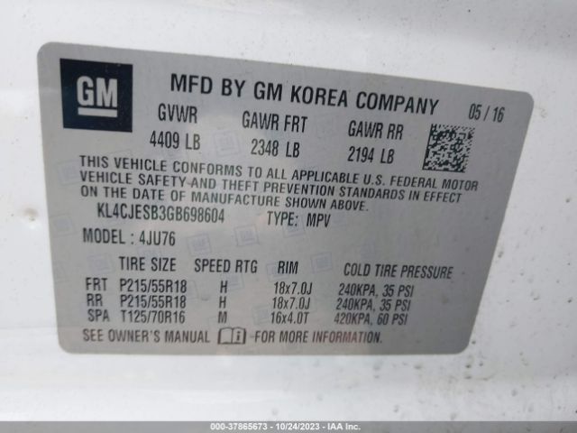 KL4CJESB3GB698604 Buick Encore