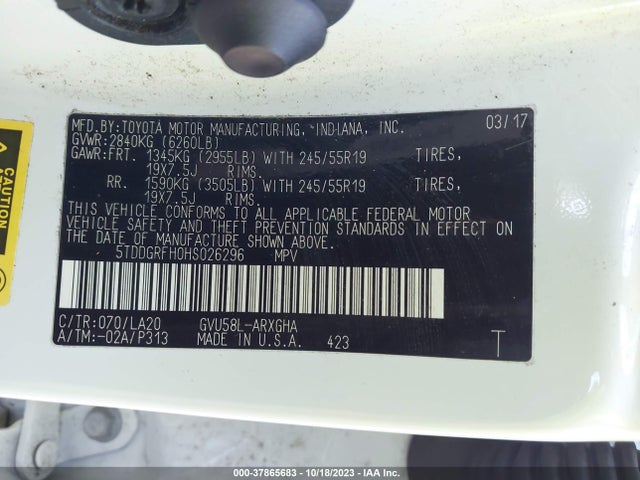 Toyota Highlander Hybrid Limited 2017 5TDDGRFH0HS026296 Image 9