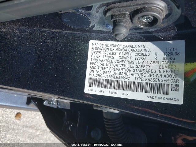 Honda Civic Lx 2020 2HGFC2F69LH515542 Image 9