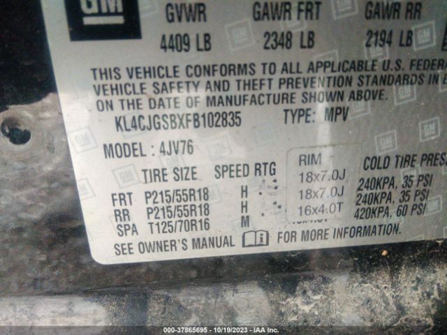 KL4CJGSBXFB102835 Buick Encore Leather