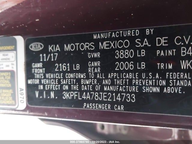 KIA FORTE LX 2018 3KPFL4A78JE214733 Image 9