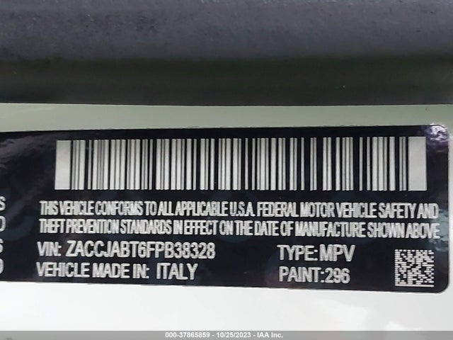 2015 JEEP RENEGADE LATITUDE VIN: ZACCJABT6FPB38328