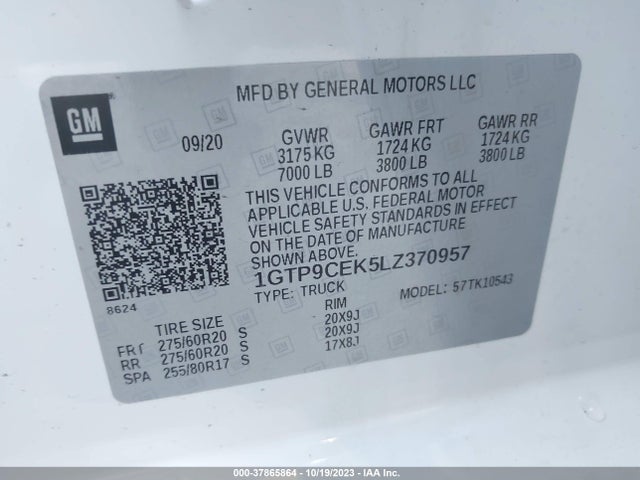 GMC Sierra 1500 4wd  Short Box Elevation 2020 1GTP9CEK5LZ370957 Image 9