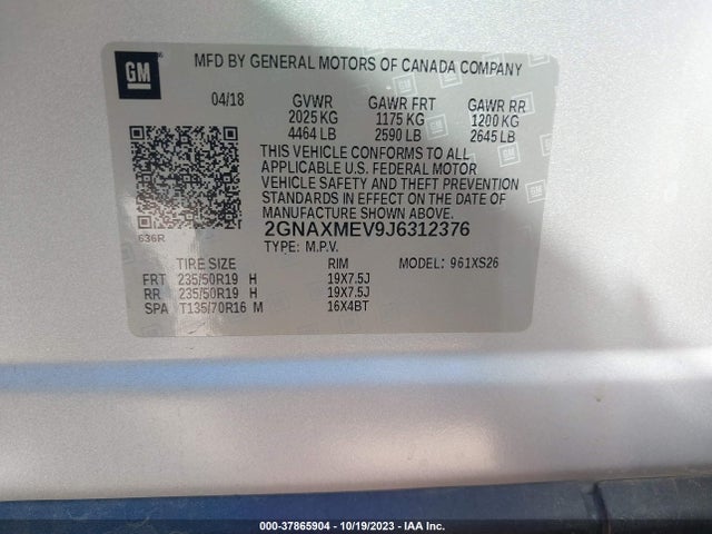 Chevrolet Equinox Premier 2018 2GNAXMEV9J6312376 Image 9