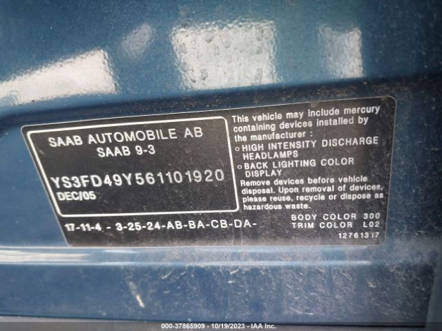 2006 SAAB 9-3 YS3FD49Y561101920 Photo 8
