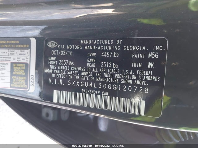 KIA OPTIMA EX 2016 5XXGU4L30GG120728 Image 9
