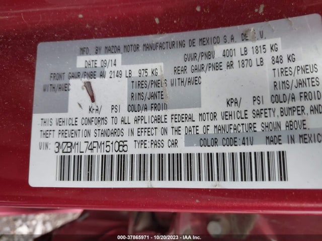 Mazda Mazda3 I Touring 2015 3MZBM1L74FM151065 Image 9
