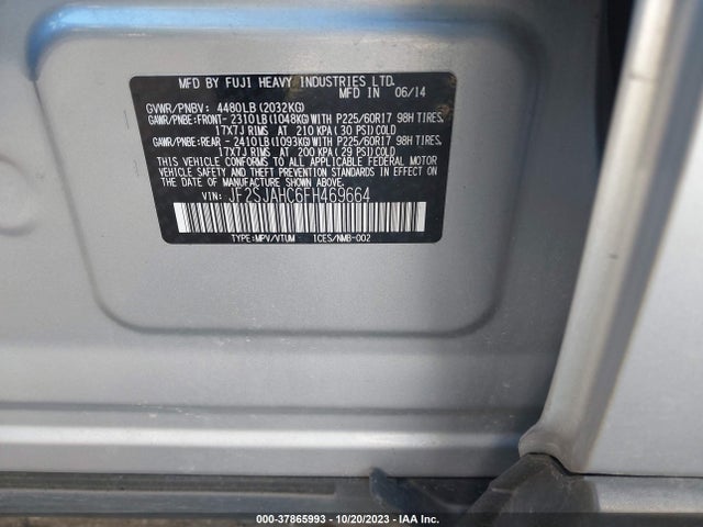 2015 SUBARU FORESTER 2.5I LIMITED VIN: JF2SJAHC6FH469664