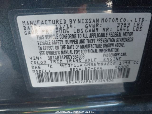 3N1AB7AP6EY334908 Nissan SENTRA SV