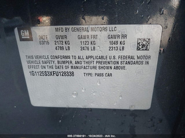 Chevrolet IMPALA LT 2015 1G1125S3XFU128338 Image 9
