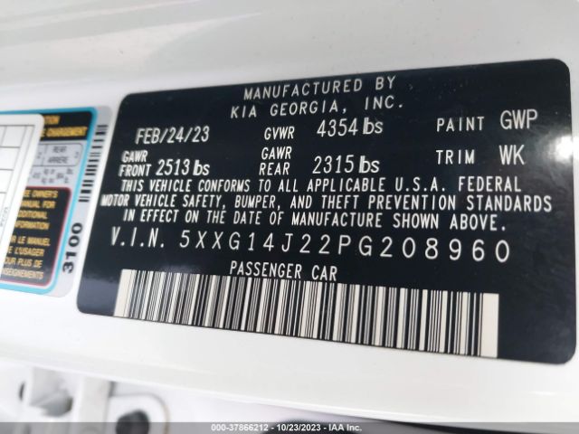 5XXG14J22PG208960 KIA K5 LXS