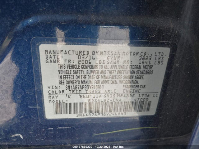 Nissan SENTRA S 2016 3N1AB7AP9GY246843 Image 9