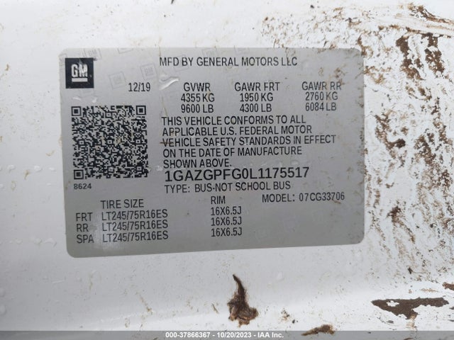 Chevrolet Express Passenger Lt 2020 1GAZGPFG0L1175517 Image 9