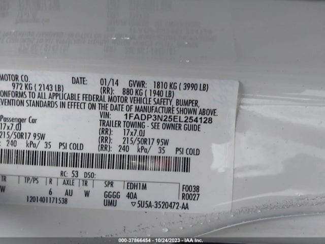 2014 FORD FOCUS VIN: 1FADP3N25EL254128