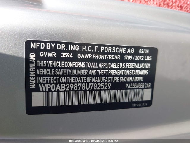 2008 PORSCHE CAYMAN WP0AB29878U782529 Photo 8