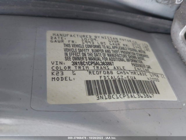 2010 NISSAN VERSA 1.8SL VIN: 3N1BC1CP5AL363867