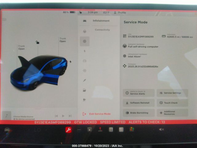 5YJ3E1EA5MF089299 Tesla Model 3 Standard Range Plus
