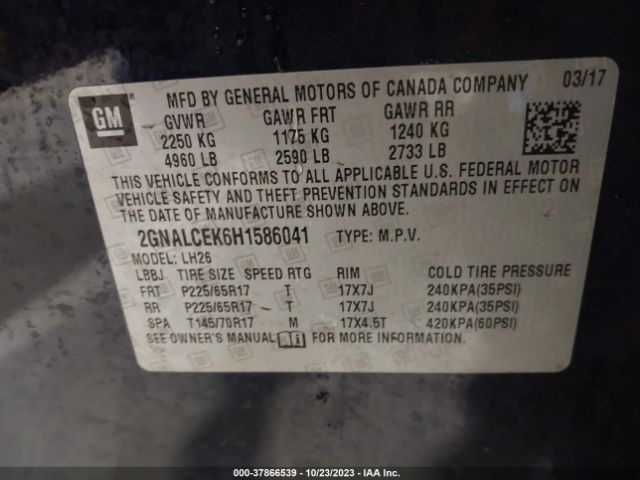 2GNALCEK6H1586041 Chevrolet EQUINOX LT