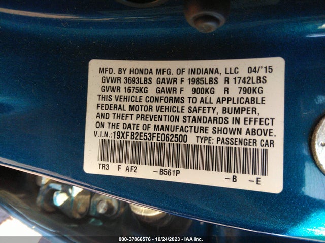 Honda Civic Sedan Lx 2015 19XFB2E53FE062500 Image 9