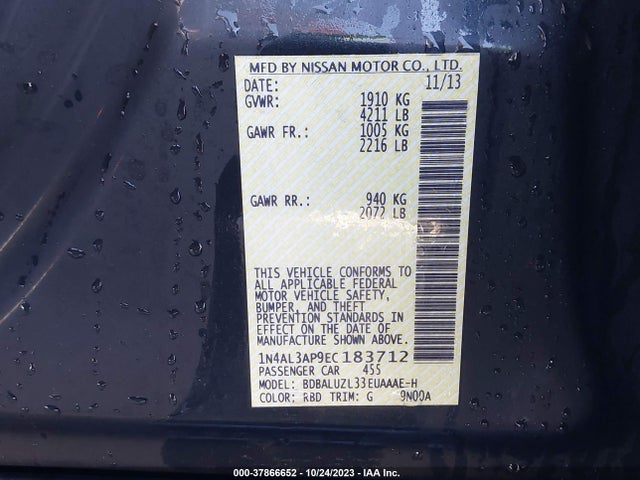 2014 NISSAN ALTIMA 2.5 SV VIN: 1N4AL3AP9EC183712