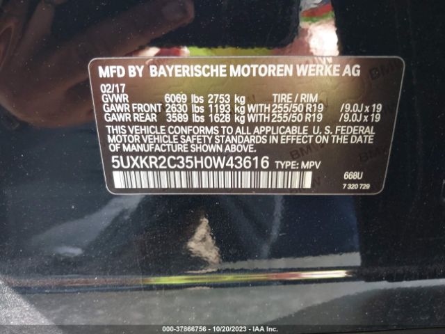 5UXKR2C35H0W43616 BMW X5 Sdrive35i