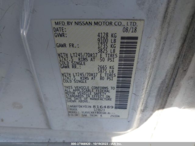 1N6BF0KY0JN816489 Nissan Nv Cargo Sv