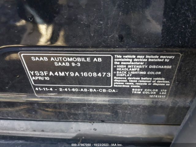 2010 SAAB 9-3 YS3FA4MY9A1608473 Photo 8