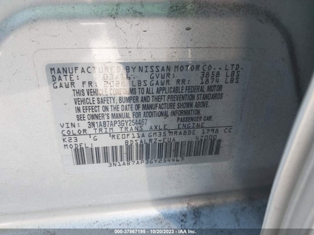 Nissan SENTRA SR 2016 3N1AB7AP3GY254467 Image 9