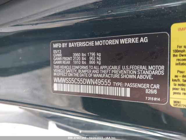 2013 MINI COOPER PACEMAN WMWSS5C55DWN49555 Photo 8