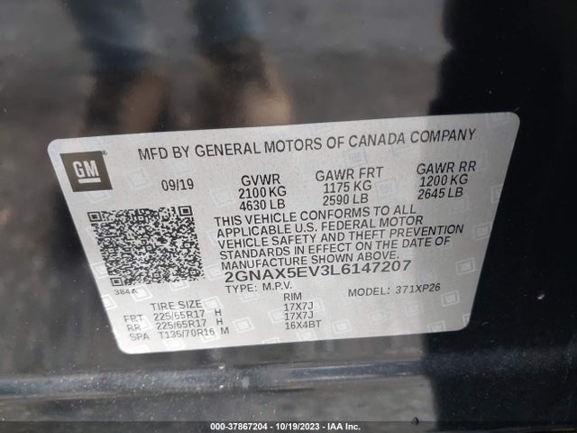 2020 CHEVROLET EQUINOX LS VIN: 2GNAX5EV3L6147207