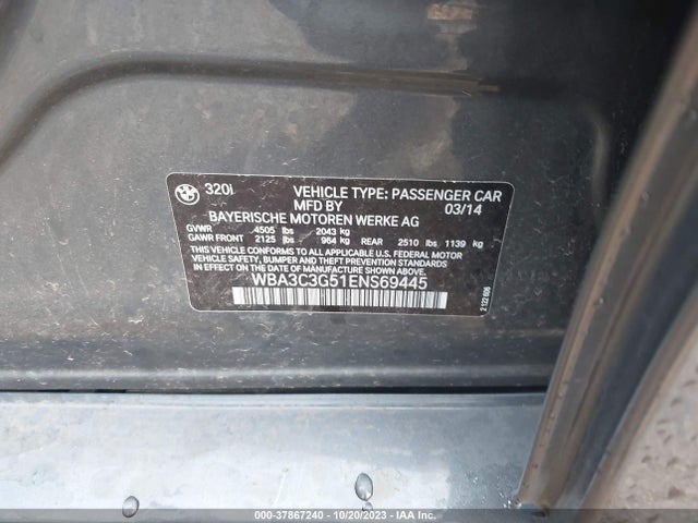 BMW 320i Xdrive 2014 WBA3C3G51ENS69445 Image 9