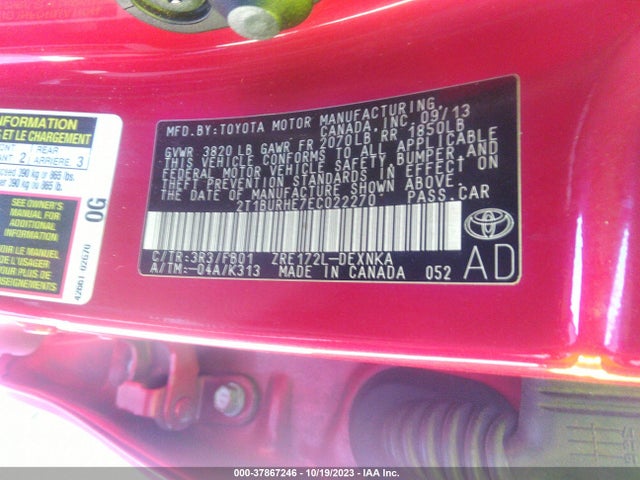 Toyota COROLLA LE 2014 2T1BURHE7EC022270 Image 9